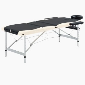 Folding massage table 3 zones black and beige aluminum by vidaXL, massage tables - Ref: Foro24-110237, Price: 165,99 €, Disco...