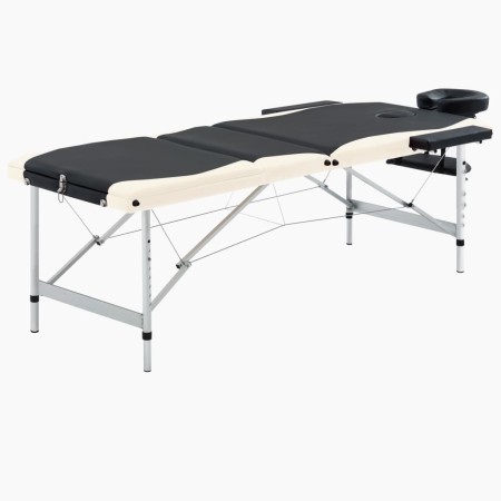 Klappbare Massageliege 3 Zonen Aluminium in Schwarz und Beige von vidaXL, Massageliegen - Ref: Foro24-110237, Preis: 165,87 €...