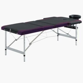 Camilla de masaje plegable 3 zonas aluminio negro y morado de vidaXL, Mesas de masaje - Ref: Foro24-110239, Precio: 168,36 €,...