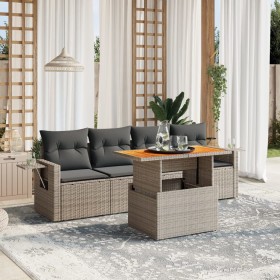 Gartensofa-Set mit Kissen, 5-teilig, graues synthetisches Rattan von vidaXL, Gartensets - Ref: Foro24-3271634, Preis: 363,27 ...