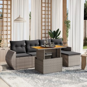 6-teiliges Gartenmöbel-Set und graue synthetische Rattankissen von vidaXL, Gartensets - Ref: Foro24-3272173, Preis: 428,50 €,...