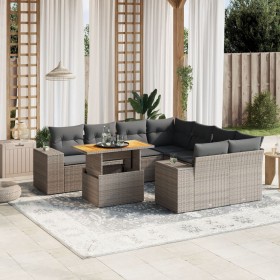 9-piece garden furniture set and gray synthetic rattan cushions by vidaXL, Garden sets - Ref: Foro24-3272565, Price: 673,63 €...