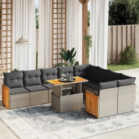 10-teiliges Gartensofa-Set mit grauen synthetischen Rattankissen von vidaXL, Gartensets - Ref: Foro24-3274119, Preis: 702,47 ...