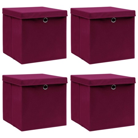 Storage box with lids 4 pcs dark red fabric 32x32x32 cm by vidaXL, Storage baskets - Ref: Foro24-288342, Price: 32,08 €, Disc...