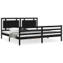 Estructura cama de matrimonio con cabecero madera maciza negro de vidaXL, Camas y somieres - Ref: Foro24-3194070, Precio: 192...