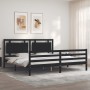 Estructura cama de matrimonio con cabecero madera maciza negro de vidaXL, Camas y somieres - Ref: Foro24-3194070, Precio: 192...