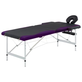 Camilla de masaje plegable 2 zonas aluminio negro y morado de vidaXL, Mesas de masaje - Ref: Foro24-110231, Precio: 155,32 €,...