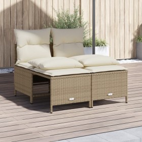 Gartensofa-Set mit Kissen, 4-teilig, beiges synthetisches Rattan von vidaXL, Gartensets - Ref: Foro24-368375, Preis: 187,99 €...