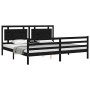 Estructura cama de matrimonio con cabecero madera maciza negro de vidaXL, Camas y somieres - Ref: Foro24-3194070, Precio: 192...