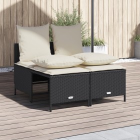 4-teilige Gartensofagarnitur mit schwarzen synthetischen Rattankissen von vidaXL, Gartensets - Ref: Foro24-368380, Preis: 172...