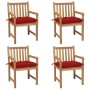 Garden chairs 4 pcs solid teak wood with red cushions by vidaXL, Garden chairs - Ref: Foro24-3073025, Price: 551,30 €, Discou...