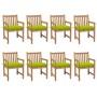 Garden chairs 8 pcs solid teak wood glossy green cushions by vidaXL, Garden chairs - Ref: Foro24-3073084, Price: 1,00 €, Disc...