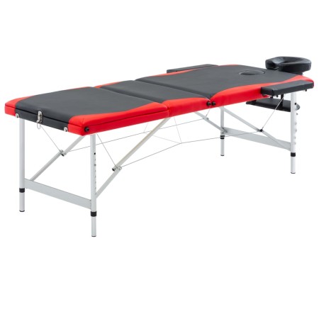 Folding massage table 3 zones black and red aluminum by vidaXL, massage tables - Ref: Foro24-110238, Price: 200,39 €, Discoun...