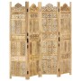 Screen 4 panels hand carved solid mango wood 160x165 cm by vidaXL, Room dividers - Ref: Foro24-285316, Price: 234,61 €, Disco...