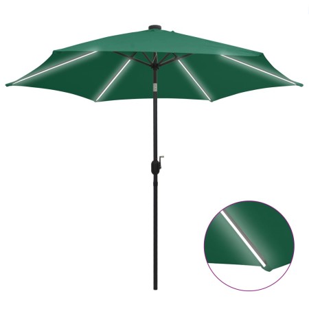 Umbrella with LED lights and green aluminum pole 300 cm by vidaXL, Umbrellas - Ref: Foro24-47360, Price: 105,00 €, Discount: %