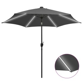 Umbrella with LED lights and anthracite gray aluminum pole 300cm by vidaXL, Umbrellas - Ref: Foro24-47362, Price: 105,38 €, D...