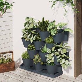 Set de plantas jardín vertical 12 uds polipropileno antracita de vidaXL, Maceteros y jardineras - Ref: Foro24-152206, Precio:...