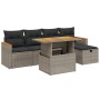 Set de muebles de jardín 6 pzas y cojines ratán sintético gris de vidaXL, Conjuntos de jardín - Ref: Foro24-3276035, Precio: ...