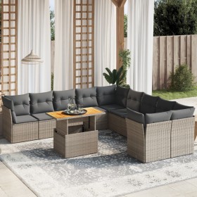 11-teilige Gartensofagarnitur und graue synthetische Rattankissen von vidaXL, Gartensets - Ref: Foro24-3271046, Preis: 722,99...