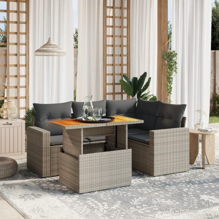 Gartensofa-Set mit Kissen, 5-teilig, graues synthetisches Rattan von vidaXL, Gartensets - Ref: Foro24-3271298, Preis: 397,35 ...