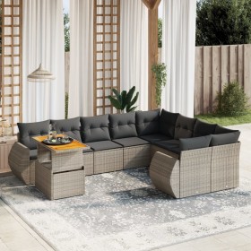 10-teiliges Gartensofa-Set mit grauen synthetischen Rattankissen von vidaXL, Gartensets - Ref: Foro24-3272362, Preis: 724,52 ...