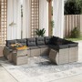 10-teiliges Gartensofa-Set mit grauen synthetischen Rattankissen von vidaXL, Gartensets - Ref: Foro24-3272362, Preis: 709,00 ...