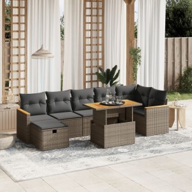 Set de sofás de jardín 8 pzas y cojines ratán sintético gris de vidaXL, Conjuntos de jardín - Ref: Foro24-3276049, Precio: 54...