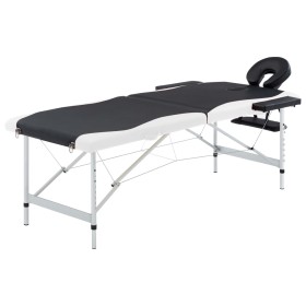 Folding massage table 2 zones black and white aluminum by vidaXL, massage tables - Ref: Foro24-110228, Price: 153,95 €, Disco...