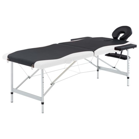 Klappbare Massageliege 2 Zonen Aluminium schwarz und weiß von vidaXL, Massageliegen - Ref: Foro24-110228, Preis: 153,95 €, Ra...