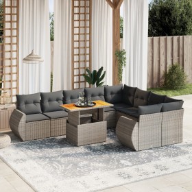 10-teiliges Gartensofa-Set mit grauen synthetischen Rattankissen von vidaXL, Gartensets - Ref: Foro24-3272355, Preis: 724,52 ...