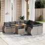 Set de sofás de jardín 10 pzas con cojines ratán sintético gris de vidaXL, Conjuntos de jardín - Ref: Foro24-3272355, Precio:...