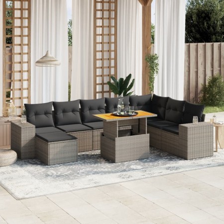 9-teiliges Gartenmöbel-Set und graue synthetische Rattankissen von vidaXL, Gartensets - Ref: Foro24-3275965, Preis: 660,87 €,...