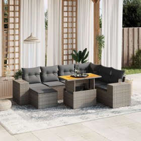 Set de sofás de jardín 8 pzas y cojines ratán sintético gris de vidaXL, Conjuntos de jardín - Ref: Foro24-3275944, Precio: 58...