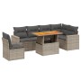 7-teiliges Gartensofa-Set mit grauen PE-Rattan-Kissen von vidaXL, Gartensets - Ref: Foro24-3271340, Preis: 510,40 €, Rabatt: %