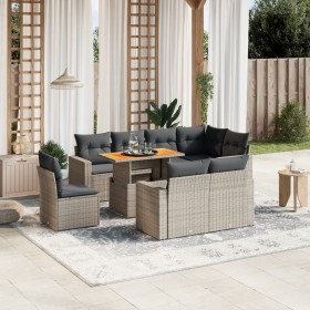 9-piece garden furniture set and gray synthetic rattan cushions by vidaXL, Garden sets - Ref: Foro24-3271410, Price: 671,09 €...