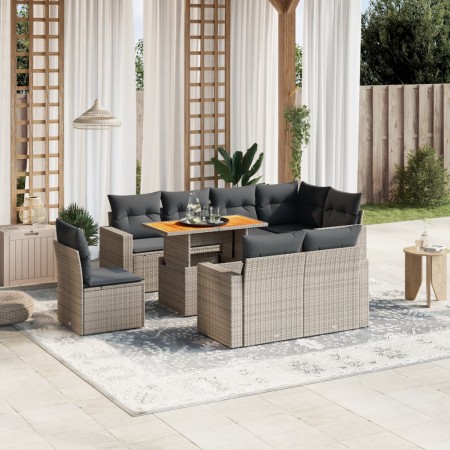 9-piece garden furniture set and gray synthetic rattan cushions by vidaXL, Garden sets - Ref: Foro24-3271410, Price: 679,97 €...