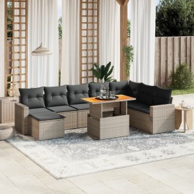 Set de muebles de jardín 9 pzas y cojines ratán sintético gris de vidaXL, Conjuntos de jardín - Ref: Foro24-3271452, Precio: ...