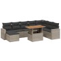 Set de muebles de jardín 9 pzas y cojines ratán sintético gris de vidaXL, Conjuntos de jardín - Ref: Foro24-3271452, Precio: ...