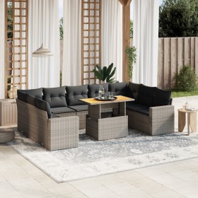 10-piece garden sofa set with gray synthetic rattan cushions by vidaXL, Garden sets - Ref: Foro24-3271459, Price: 688,36 €, D...