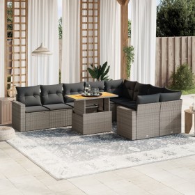 10-teiliges Gartensofa-Set mit grauen synthetischen Rattankissen von vidaXL, Gartensets - Ref: Foro24-3271473, Preis: 703,87 ...