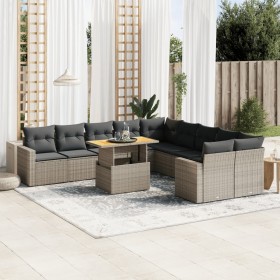 11-teilige Gartensofagarnitur und graue synthetische Rattankissen von vidaXL, Gartensets - Ref: Foro24-3271508, Preis: 751,64...