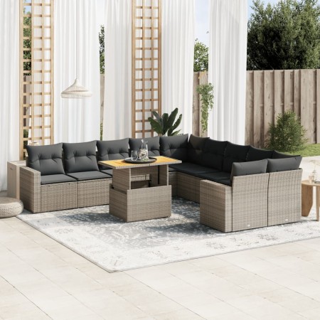 11-teilige Gartensofagarnitur und graue synthetische Rattankissen von vidaXL, Gartensets - Ref: Foro24-3271508, Preis: 731,99...