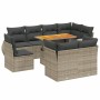 Set de muebles de jardín 9 pzas y cojines ratán sintético gris de vidaXL, Conjuntos de jardín - Ref: Foro24-3272292, Precio: ...