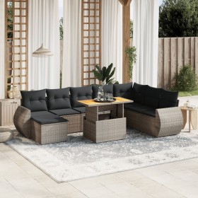 9-piece garden furniture set and gray synthetic rattan cushions by vidaXL, Garden sets - Ref: Foro24-3272334, Price: 643,26 €...