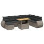 9-teiliges Gartenmöbel-Set und graue synthetische Rattankissen von vidaXL, Gartensets - Ref: Foro24-3272334, Preis: 654,50 €,...