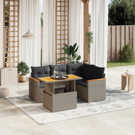 Garden sofa set with cushions 5 pieces gray synthetic rattan by vidaXL, Garden sets - Ref: Foro24-3273062, Price: 385,99 €, D...