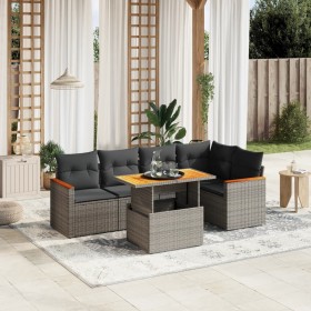 6-teiliges Gartenmöbel-Set und graue synthetische Rattankissen von vidaXL, Gartensets - Ref: Foro24-3273069, Preis: 444,35 €,...