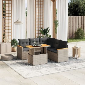 6-piece garden furniture set and gray synthetic rattan cushions by vidaXL, Garden sets - Ref: Foro24-3273076, Price: 443,91 €...