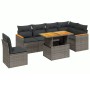 7-piece garden sofa set with gray PE rattan cushions by vidaXL, Garden sets - Ref: Foro24-3273104, Price: 508,03 €, Discount: %