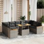 10-teiliges Gartensofa-Set mit grauen synthetischen Rattankissen von vidaXL, Gartensets - Ref: Foro24-3273223, Preis: 675,28 ...